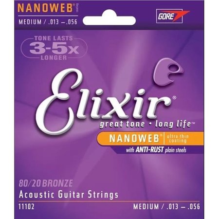 ELIXIR Elixir 11102-U Nanoweb 80-20 Bronze Medium Acoustic Guitar Strings Set 11102-U